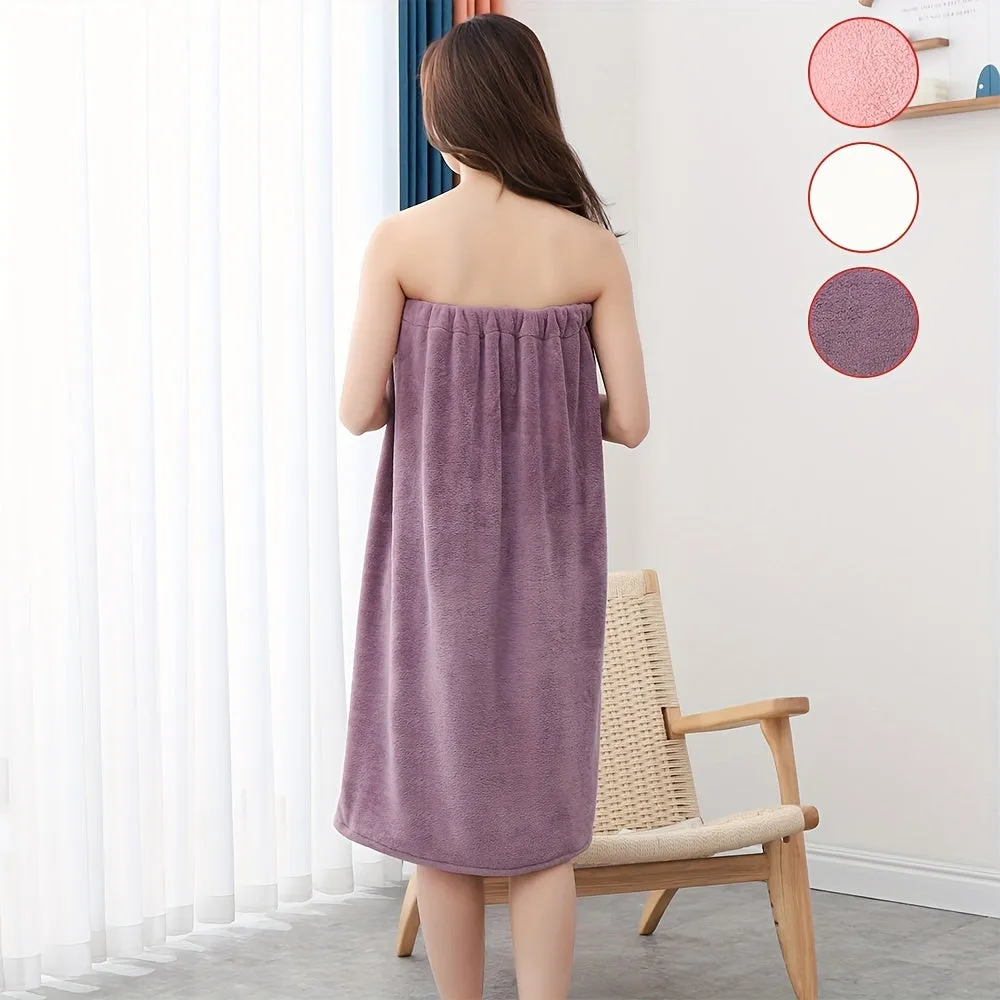 1pc Super Absorbent Tropical Geometric Pattern Oblong Purple Bath Skirt - Soft, Quick-Dry, Adjustable Shower Spa Wrap for Women - Perfect for Sauna, Beach, Pool, and Household Use with Hand Wash Only Care