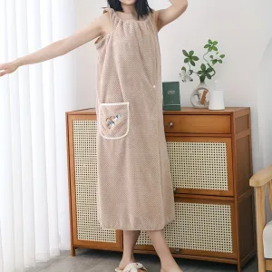 1pc Womens Luxury Shower Dress Bath Wrap - Super Absorbent, Quick-Dry, with Patched Pocket - Stylish Spa Wrap for Sauna, Beach, and Pool - Versatile Bath Robe Skirt