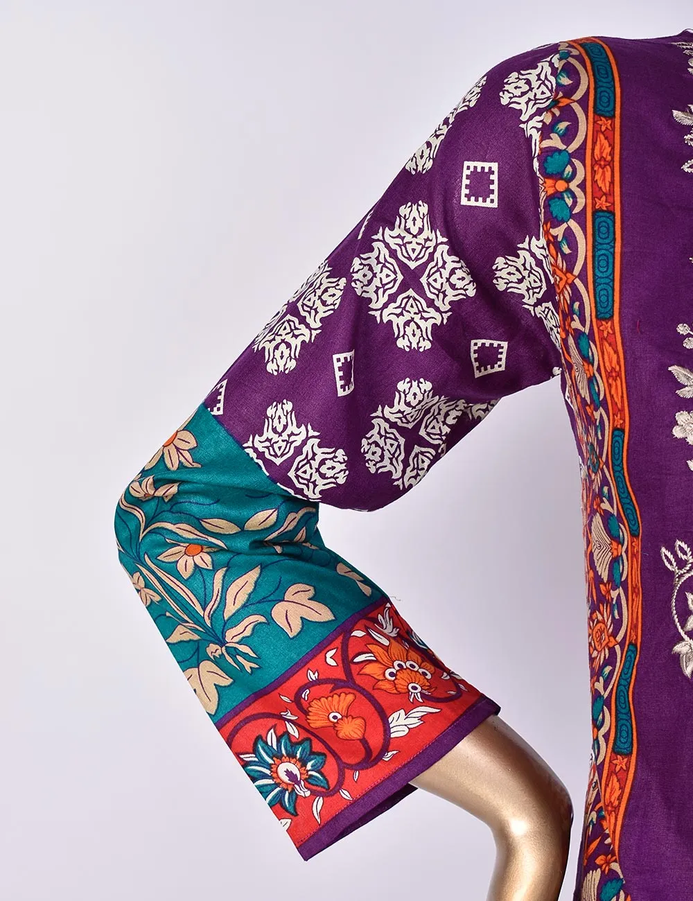3 Pc Un-stitched Embroidered Lawn - Breezy Beach (ATL-3A-Purple)