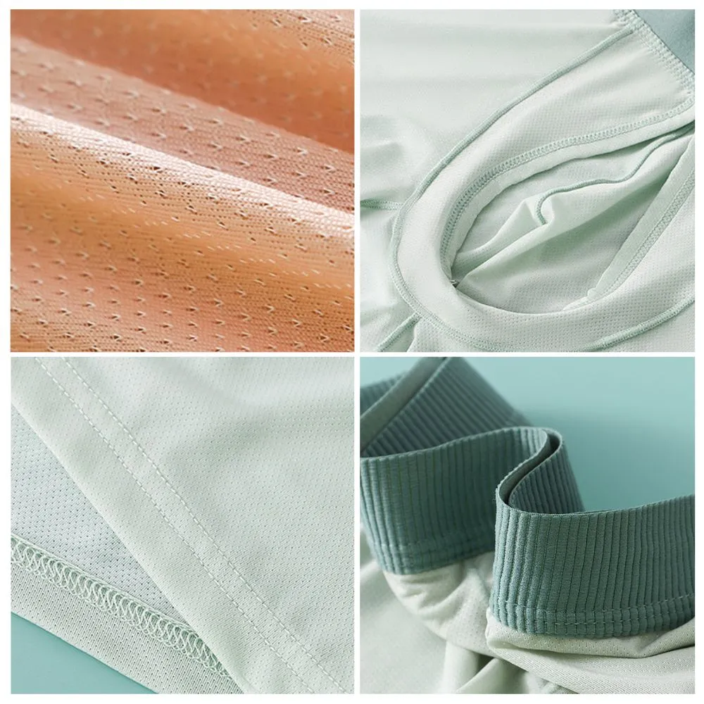 4-Pack Dual Pouch- Men's Ultra Thin Ice Silk Low-Rise Mesh Underpants - JEWYEE FL 2306