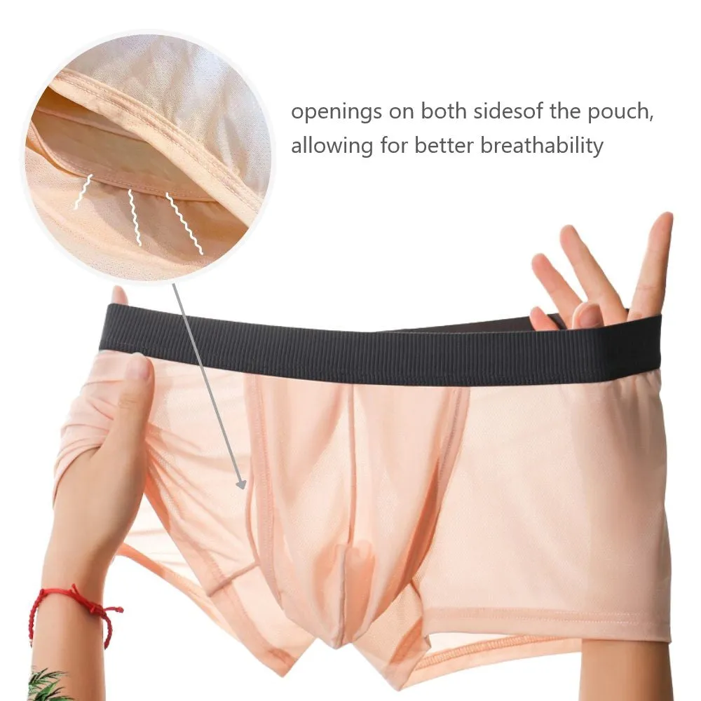 4-Pack Dual Pouch- Men's Ultra Thin Ice Silk Low-Rise Mesh Underpants - JEWYEE FL 2306