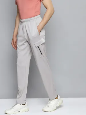 Alcis Men Grey Solid Slim Fit Mid-Rise Regular Track Pants