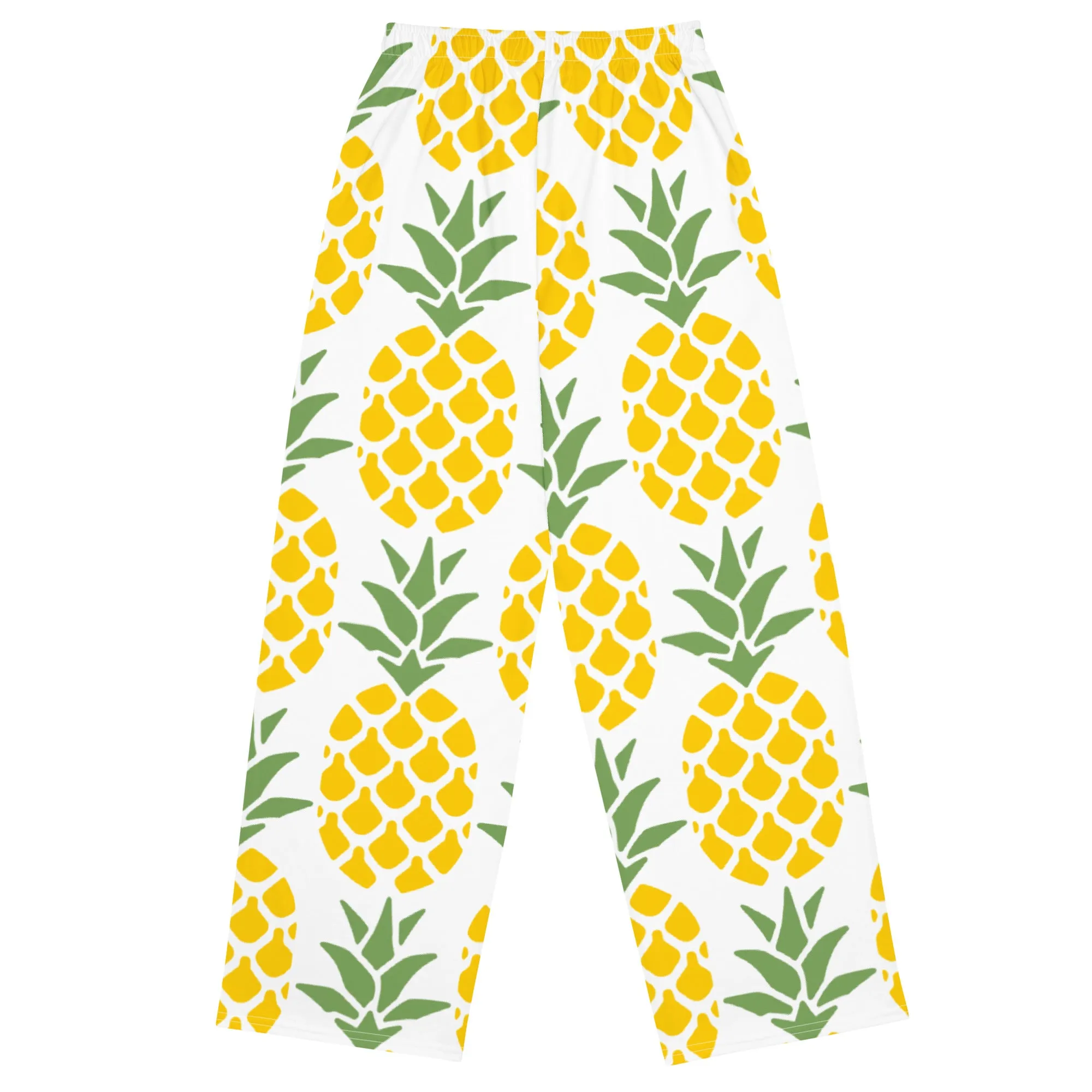 All-over print unisex wide-leg pants, Pineapple pants, Back to School