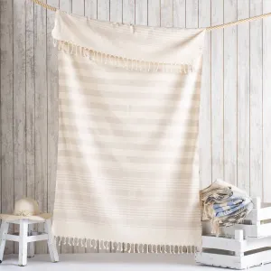Anatolya Turkish Beach Towels 33x66in Fouta Peshtemal Hammam: Biege