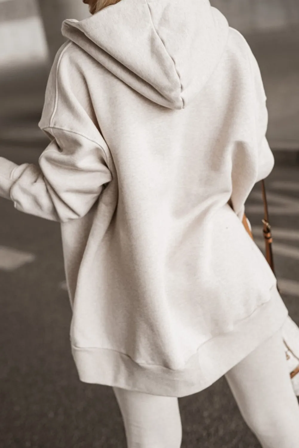 Apricot khaki Pocketed Button Up Oversized Hooded Jacket
