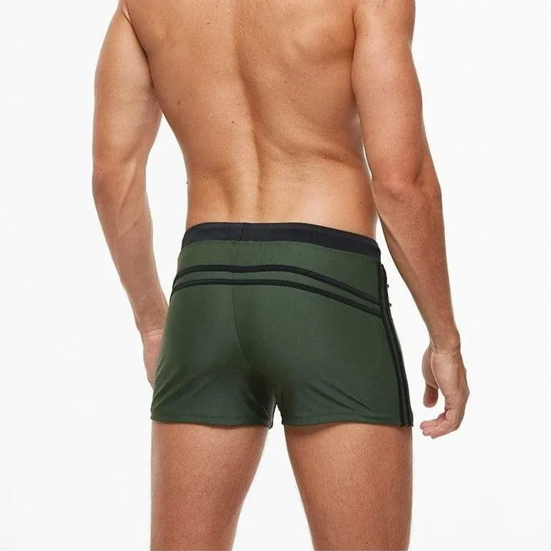 Army Green Racing Trunks Swimsuit