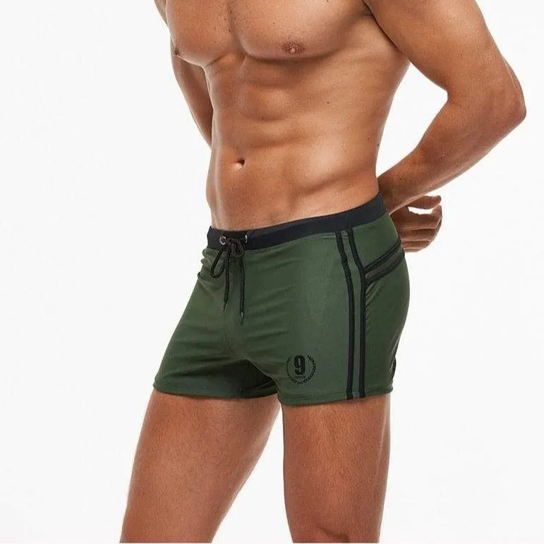 Army Green Racing Trunks Swimsuit