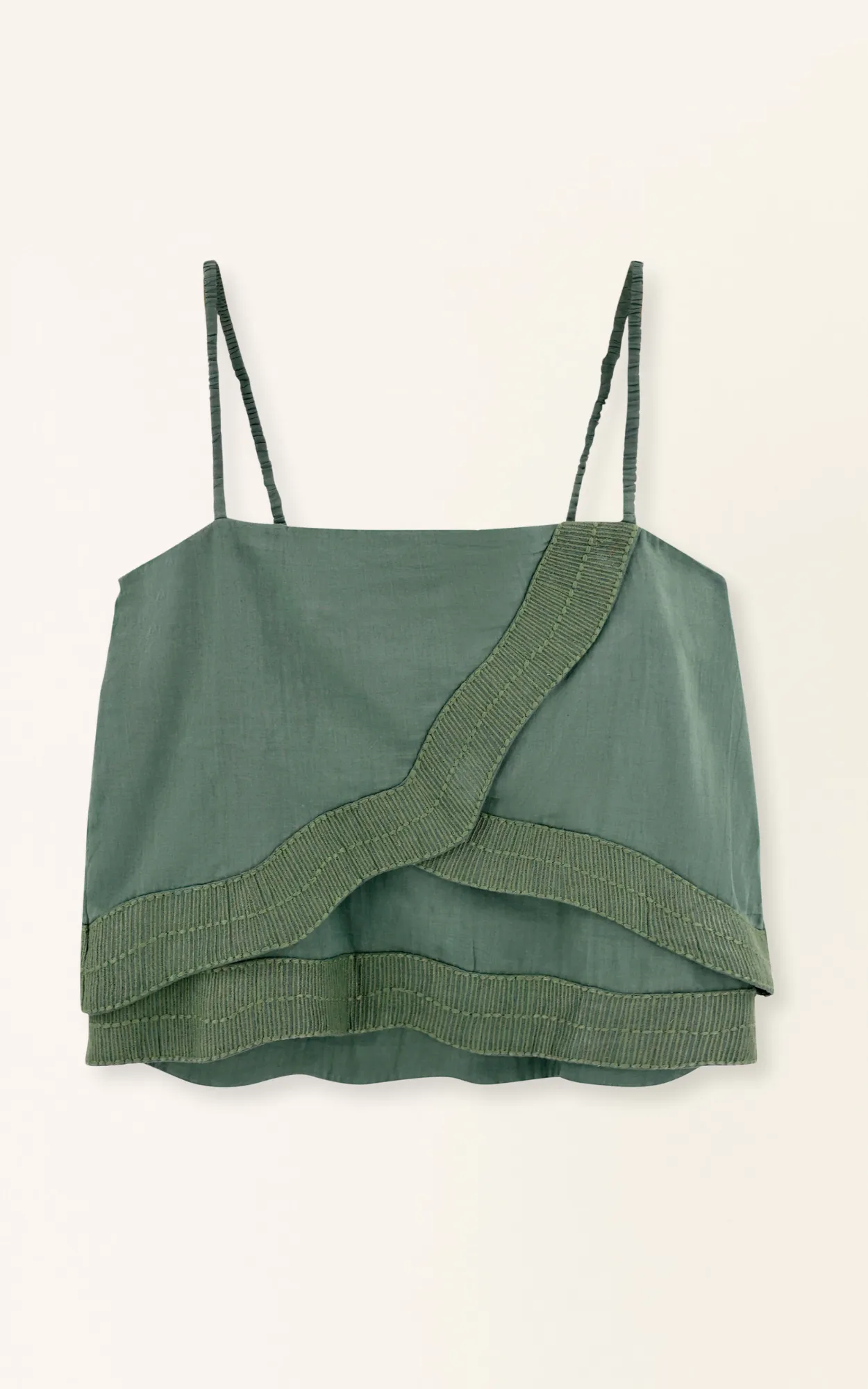 Bahia Cropped Tank in Verde Fossil