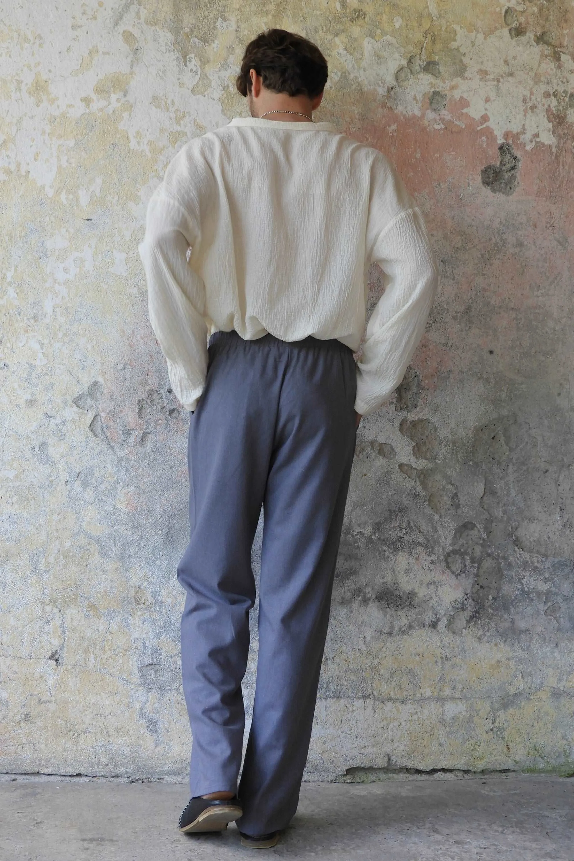 BEACH Men's Linen Blend Pants (Dark Gray, Indigo Blue)