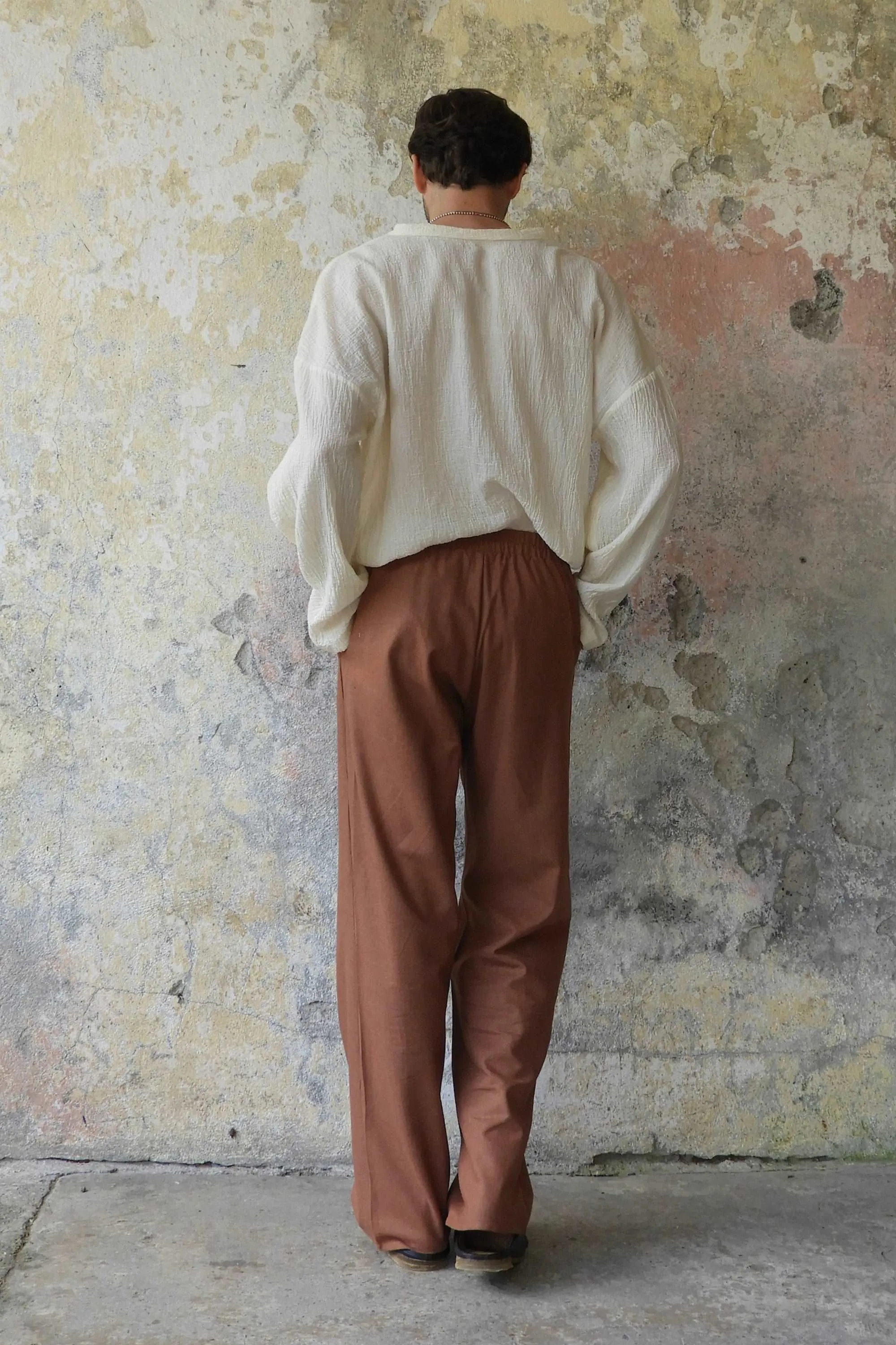 BEACH Men's Linen Blend Pants (Tan, Brown)