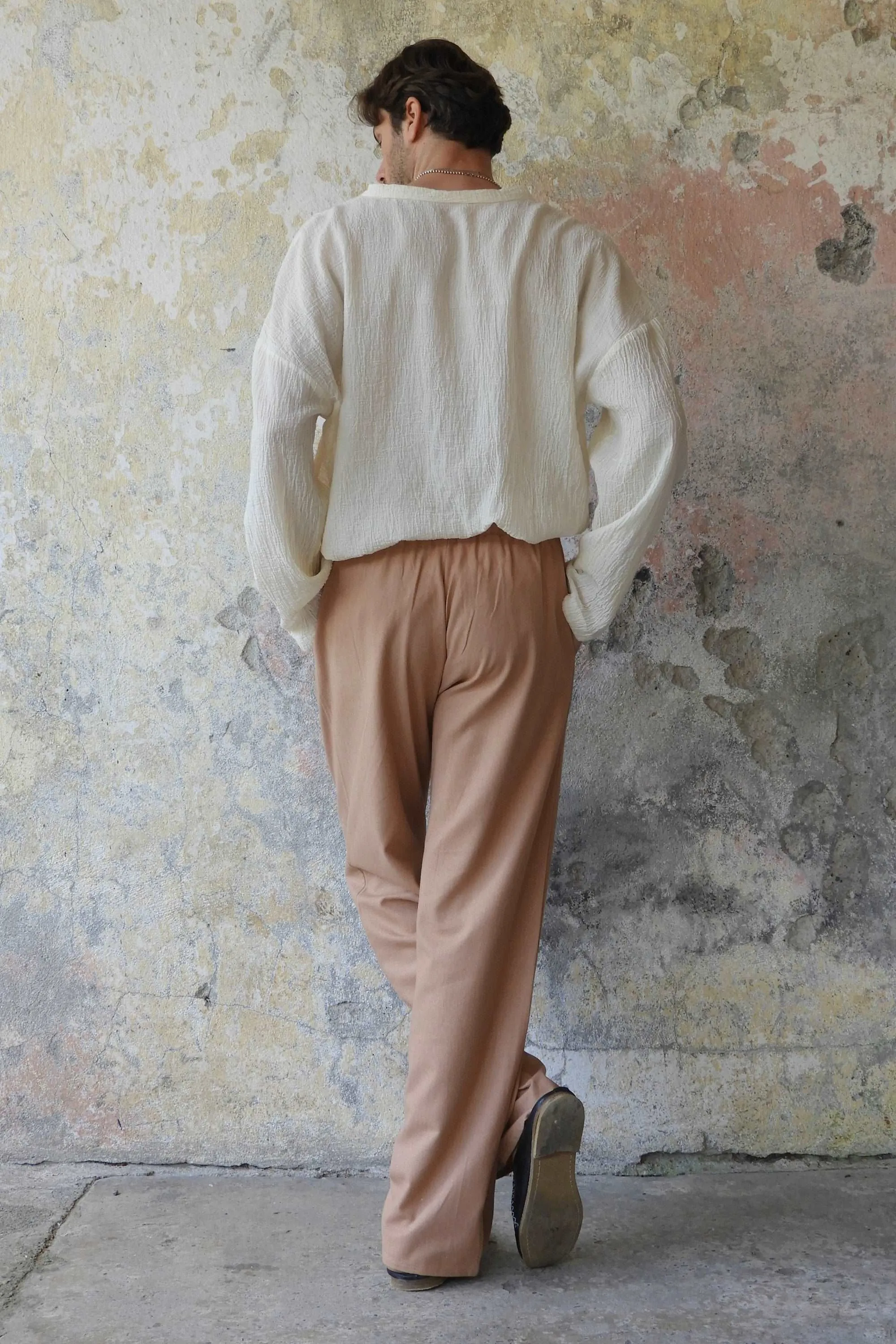 BEACH Men's Linen Blend Pants (Tan, Brown)