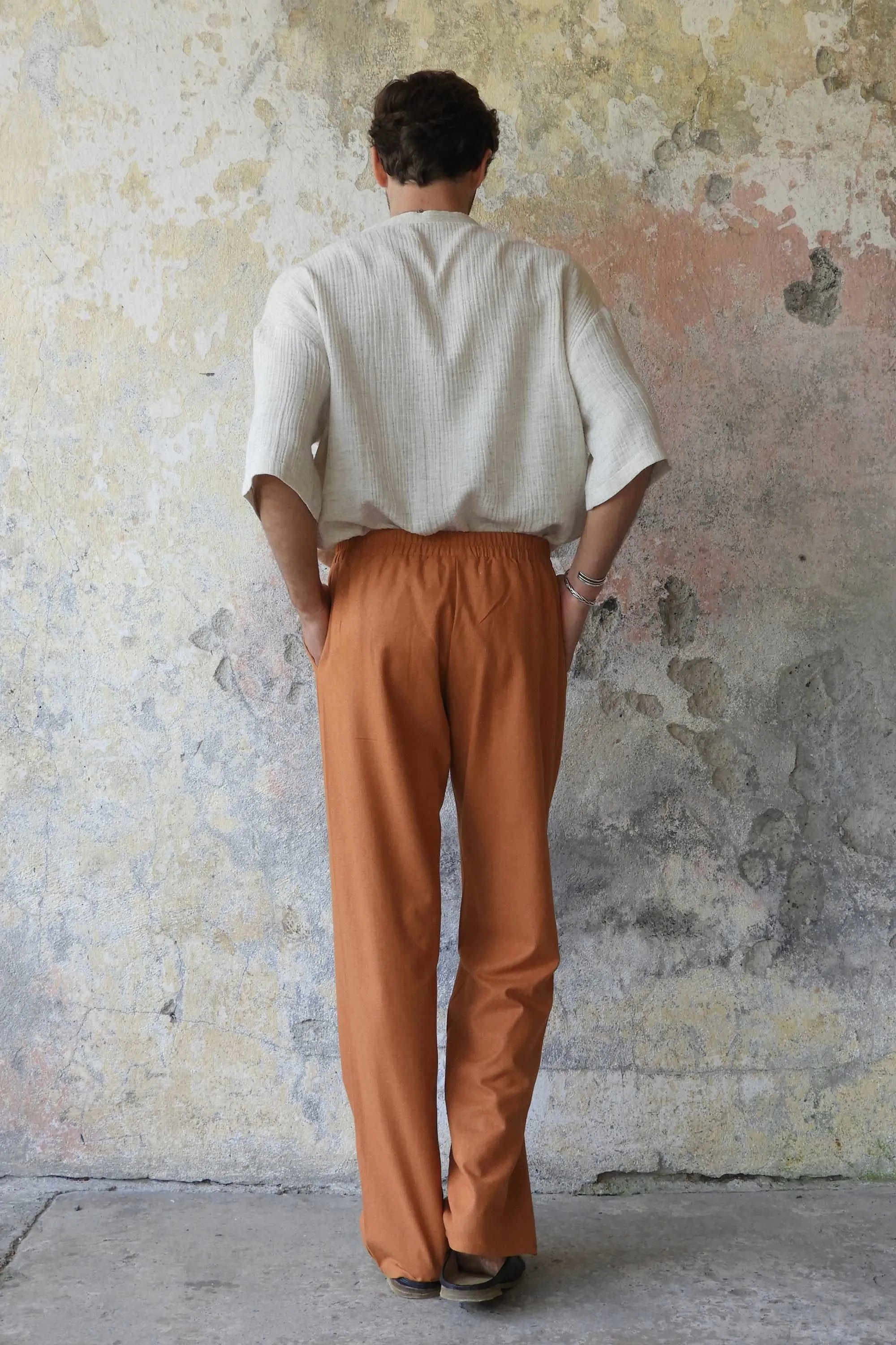 BEACH Men's Linen Blend Pants (Windsor Tan, Terra Cotta)
