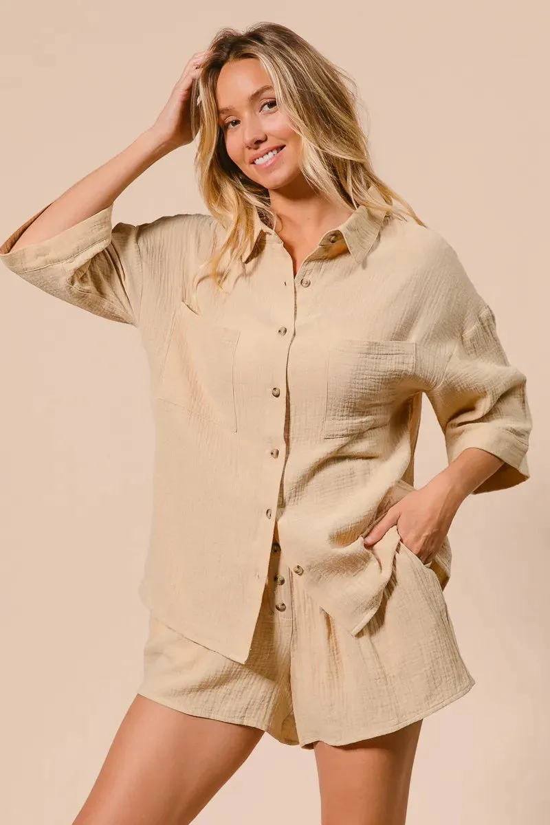 BiBi Crinkle Gauze Shirt and Short Set
