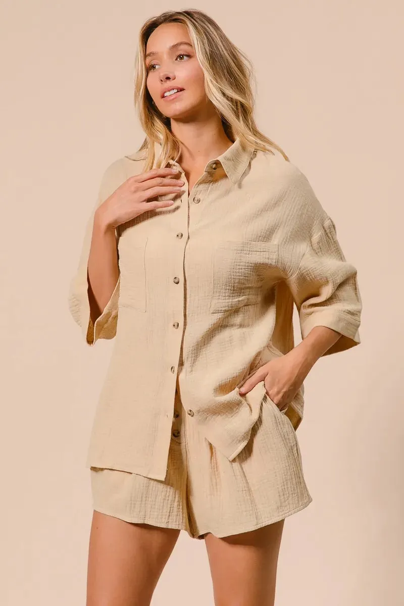 BiBi Crinkle Gauze Shirt and Short Set