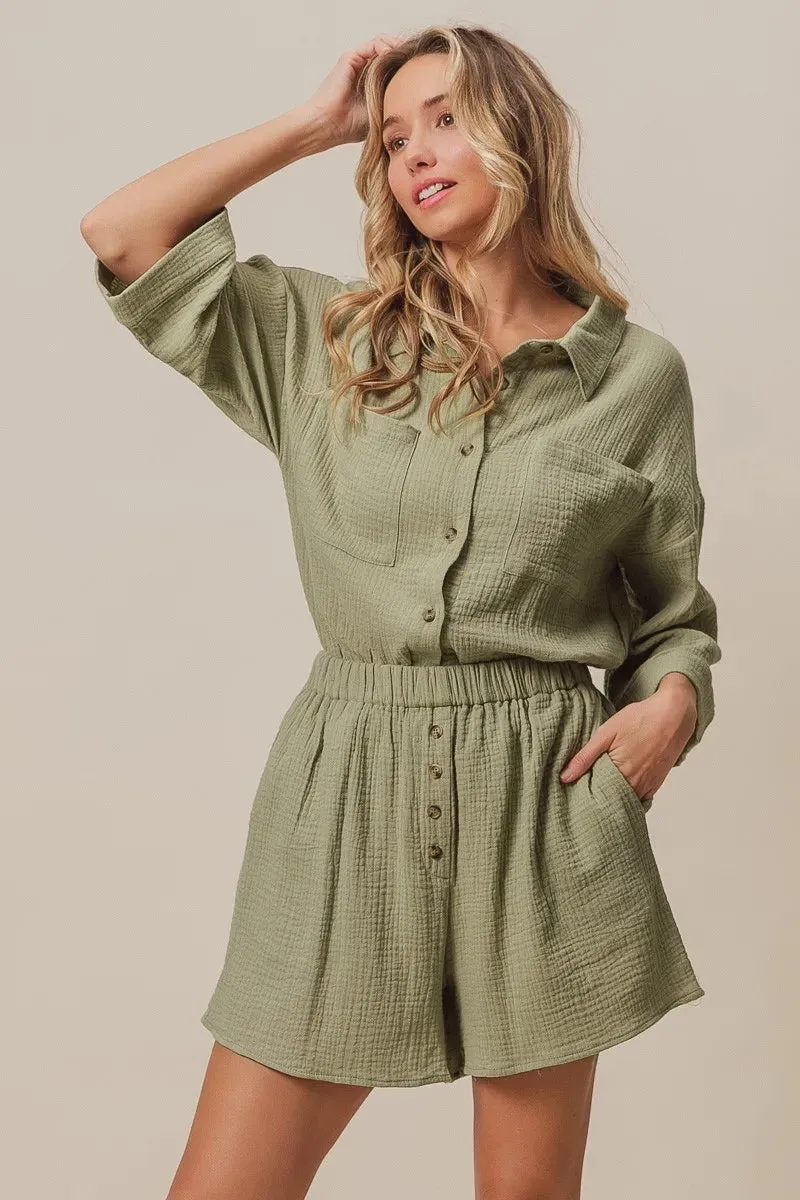 BiBi Crinkle Gauze Shirt and Short Set