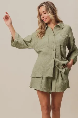 BiBi Crinkle Gauze Shirt and Short Set