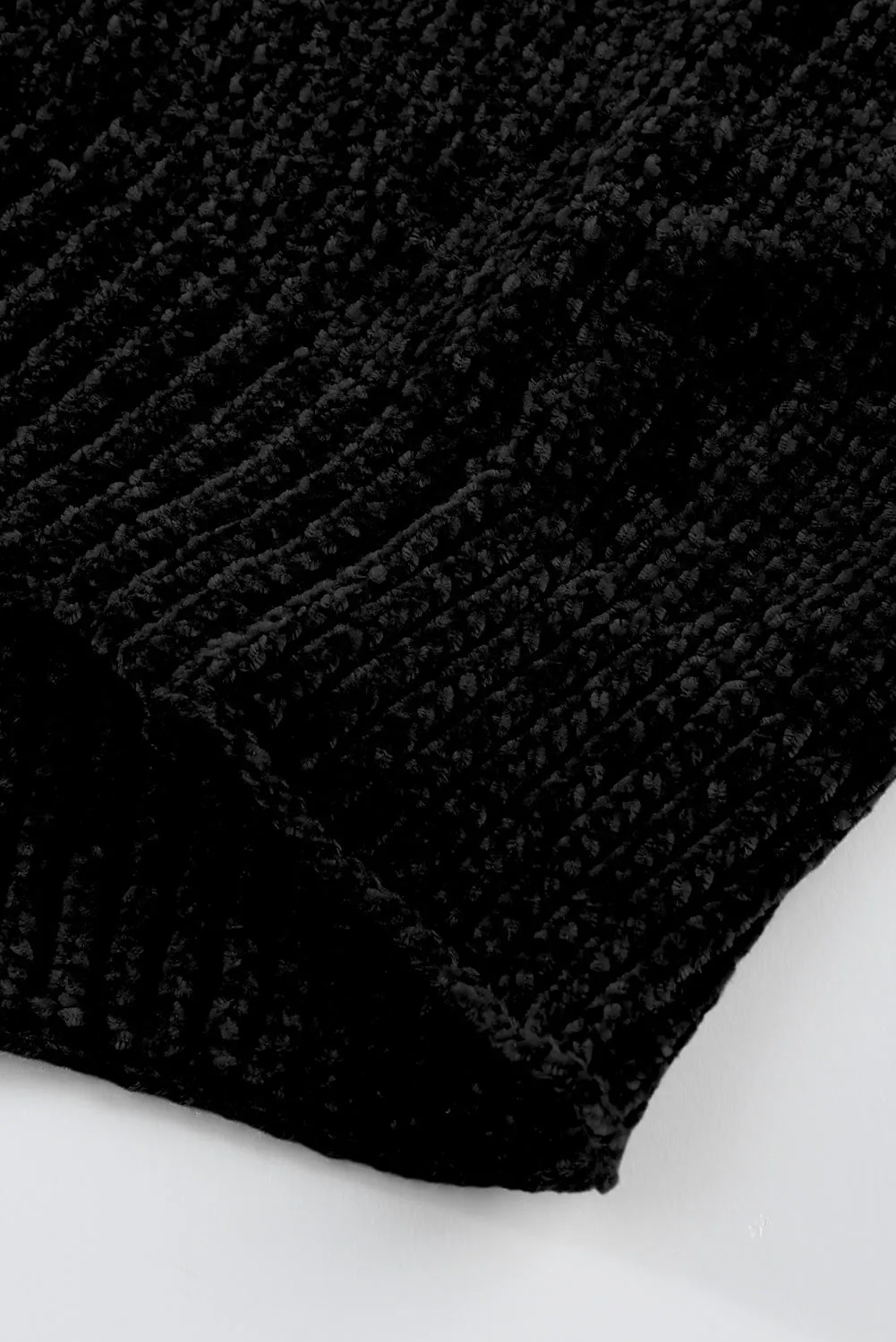Black Button Plunging V Neck Pocketed Sweater Cardigan