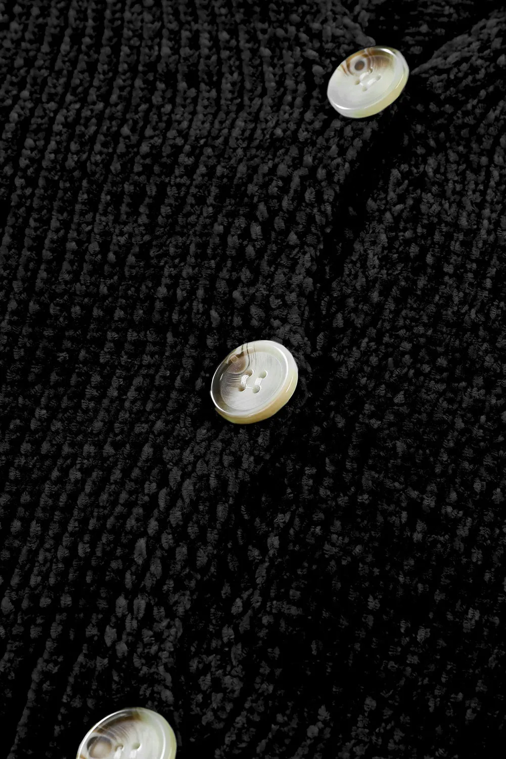 Black Button Plunging V Neck Pocketed Sweater Cardigan