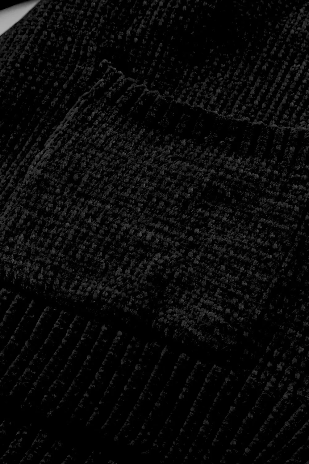 Black Button Plunging V Neck Pocketed Sweater Cardigan