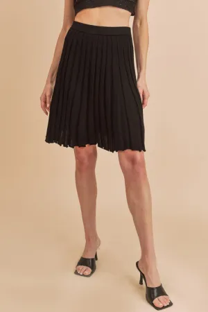 Black Elastic Waist Knit Skort