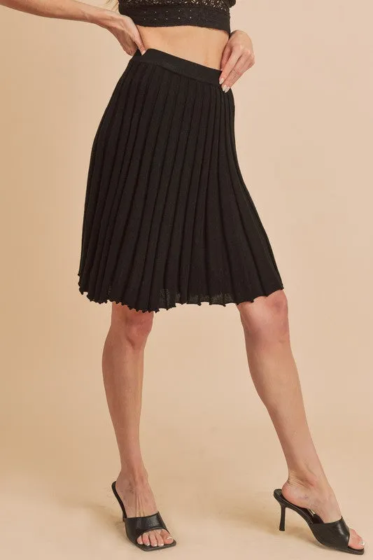 Black Elastic Waist Knit Skort