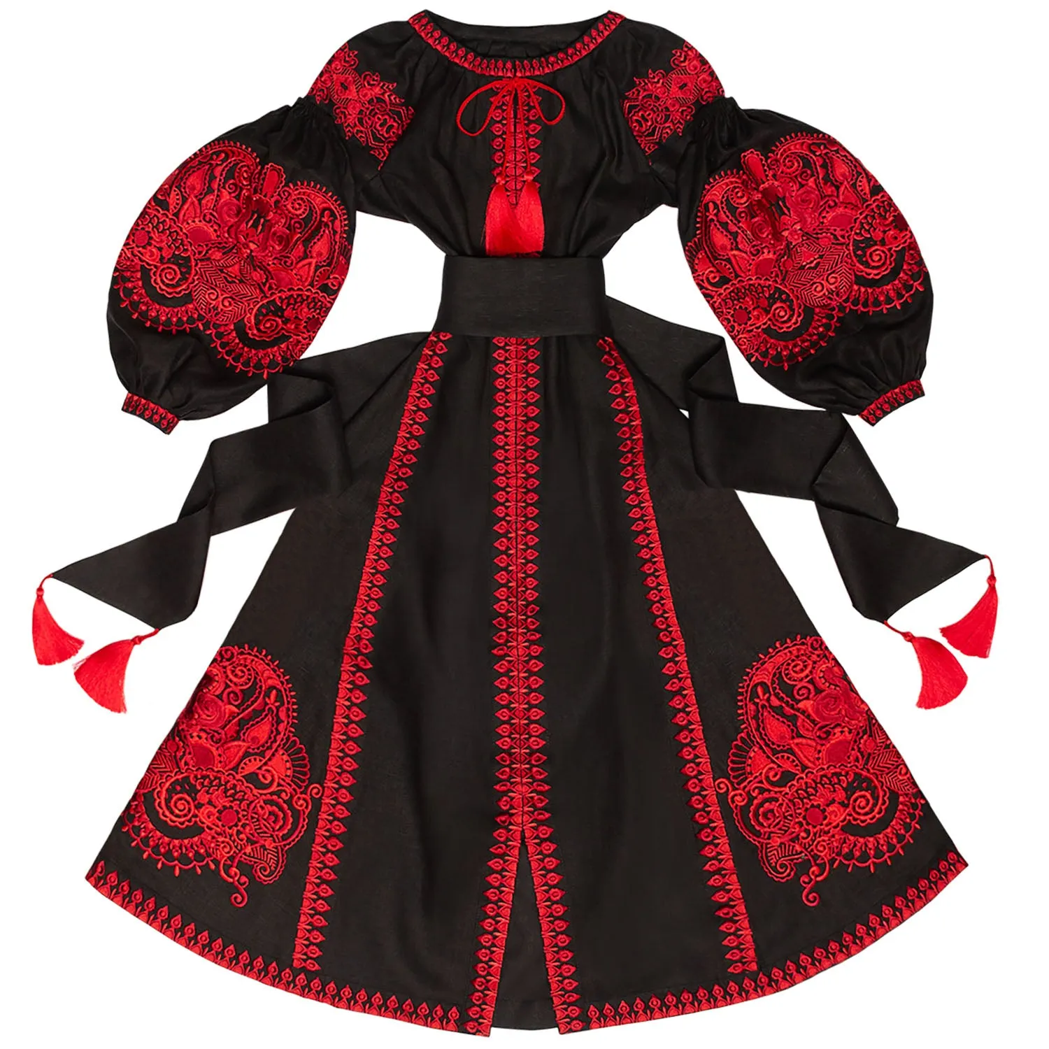 Black embroidered dress