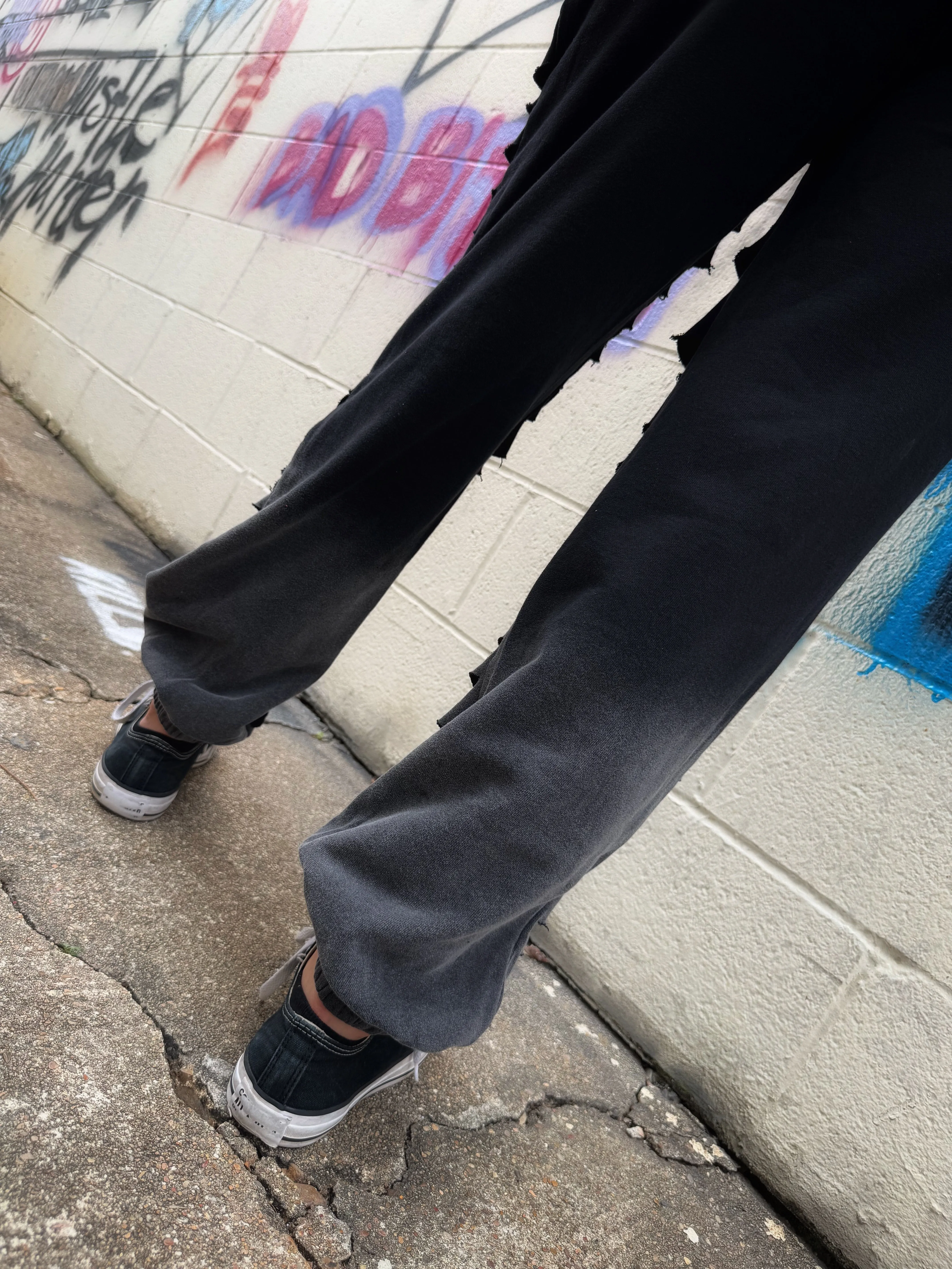 BLACK FADED ROAD RASH JOGGERS
