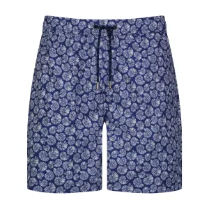 Blue Sea Shell Print Swim Trunks
