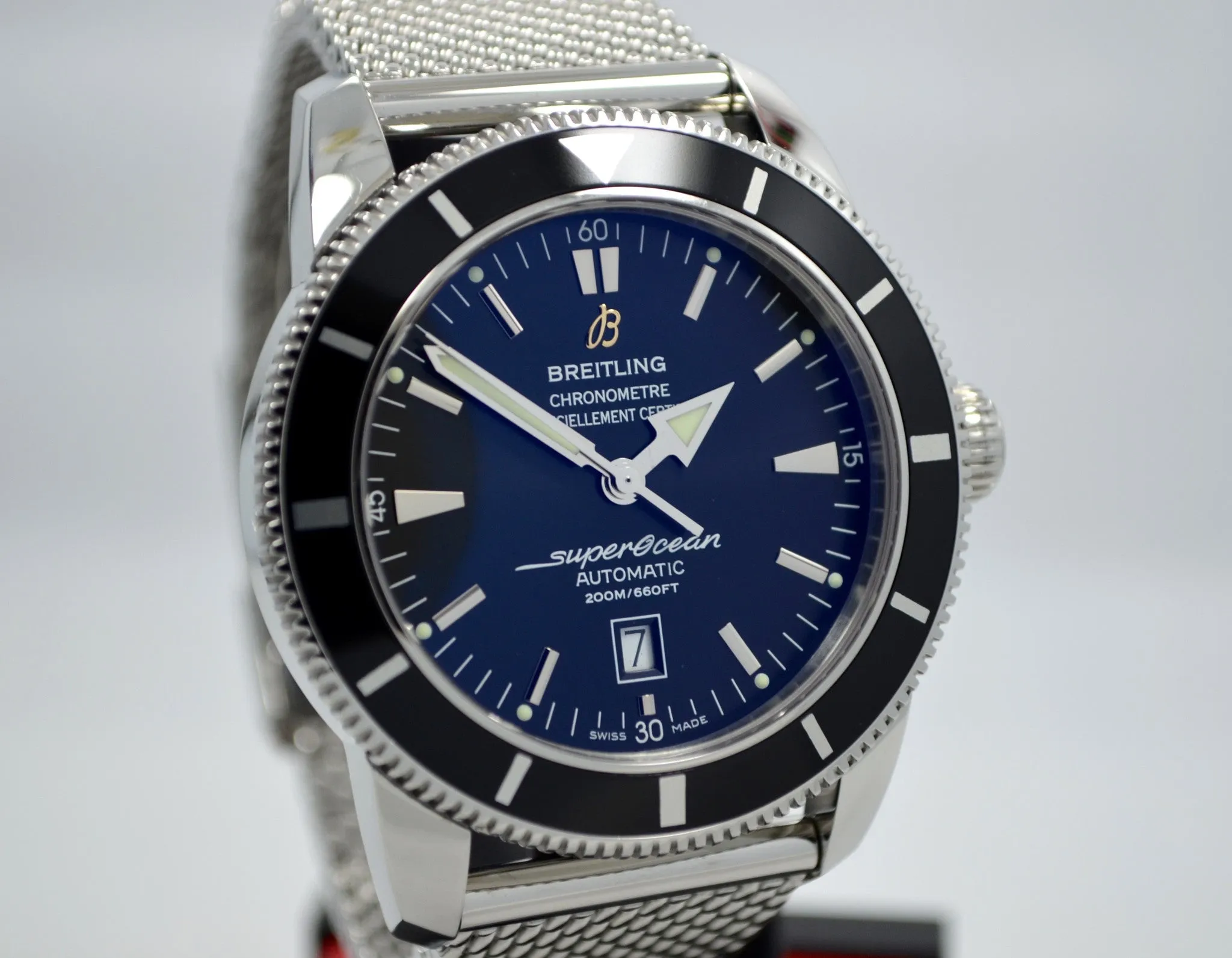 Breitling Super Ocean Heritage 46 Automatic A17320 Steel Mesh Wristwatch