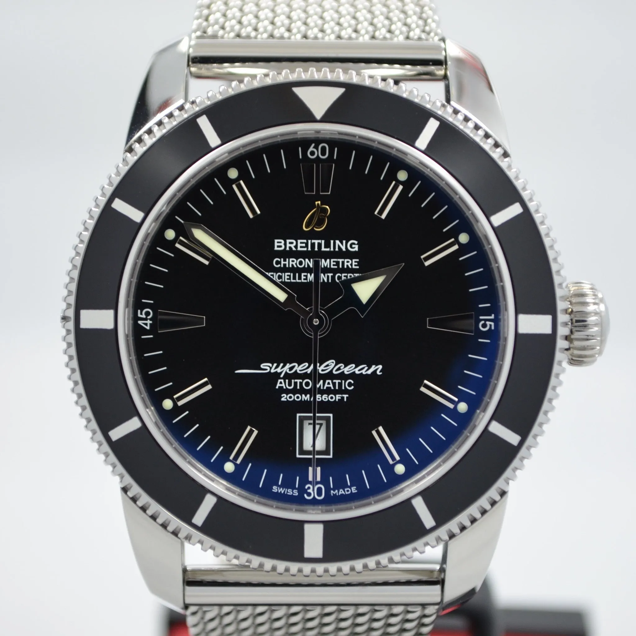 Breitling Super Ocean Heritage 46 Automatic A17320 Steel Mesh Wristwatch