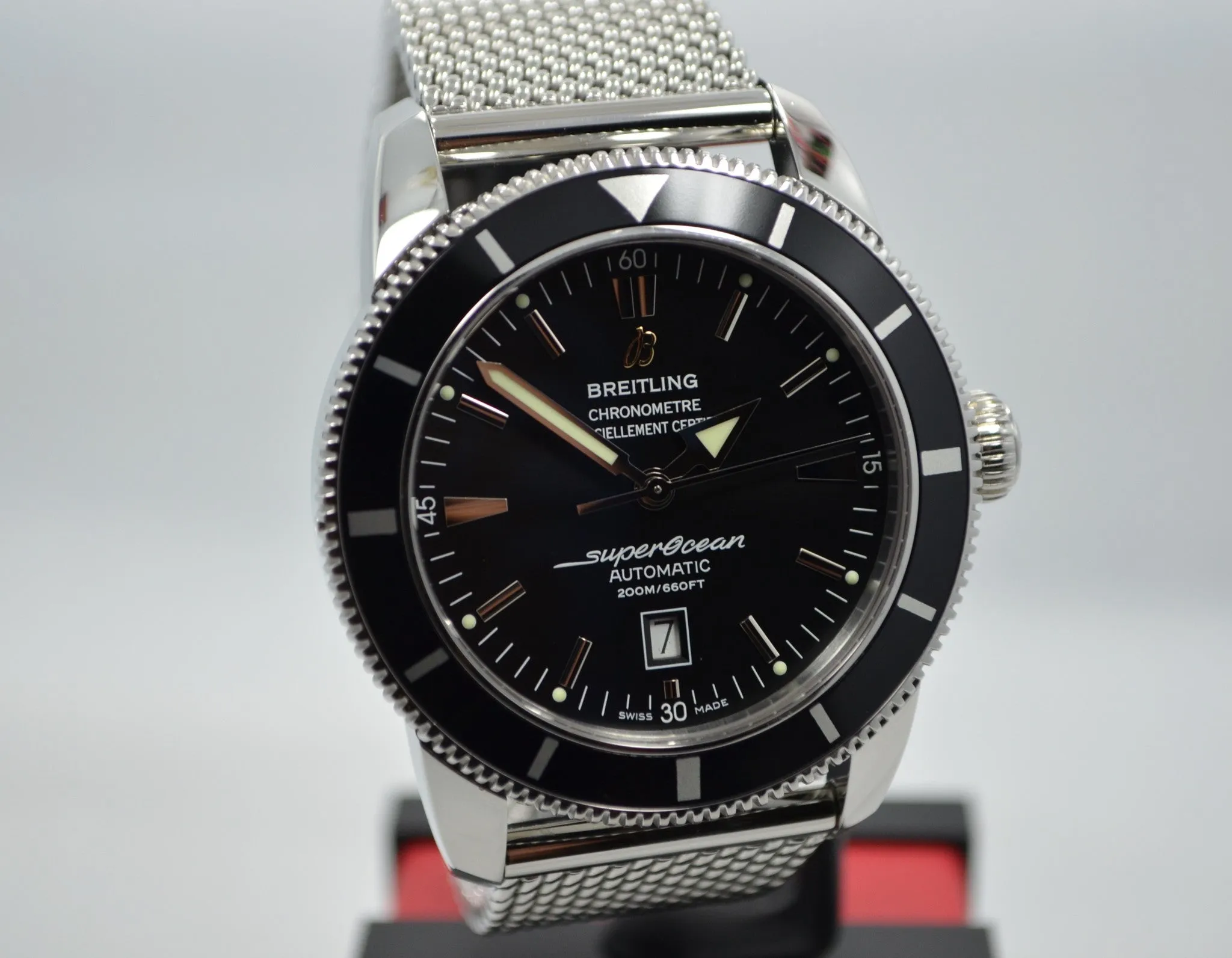 Breitling Super Ocean Heritage 46 Automatic A17320 Steel Mesh Wristwatch