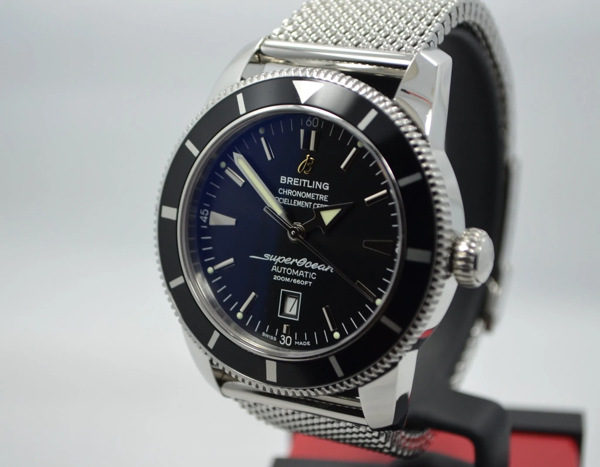 Breitling Super Ocean Heritage 46 Automatic A17320 Steel Mesh Wristwatch