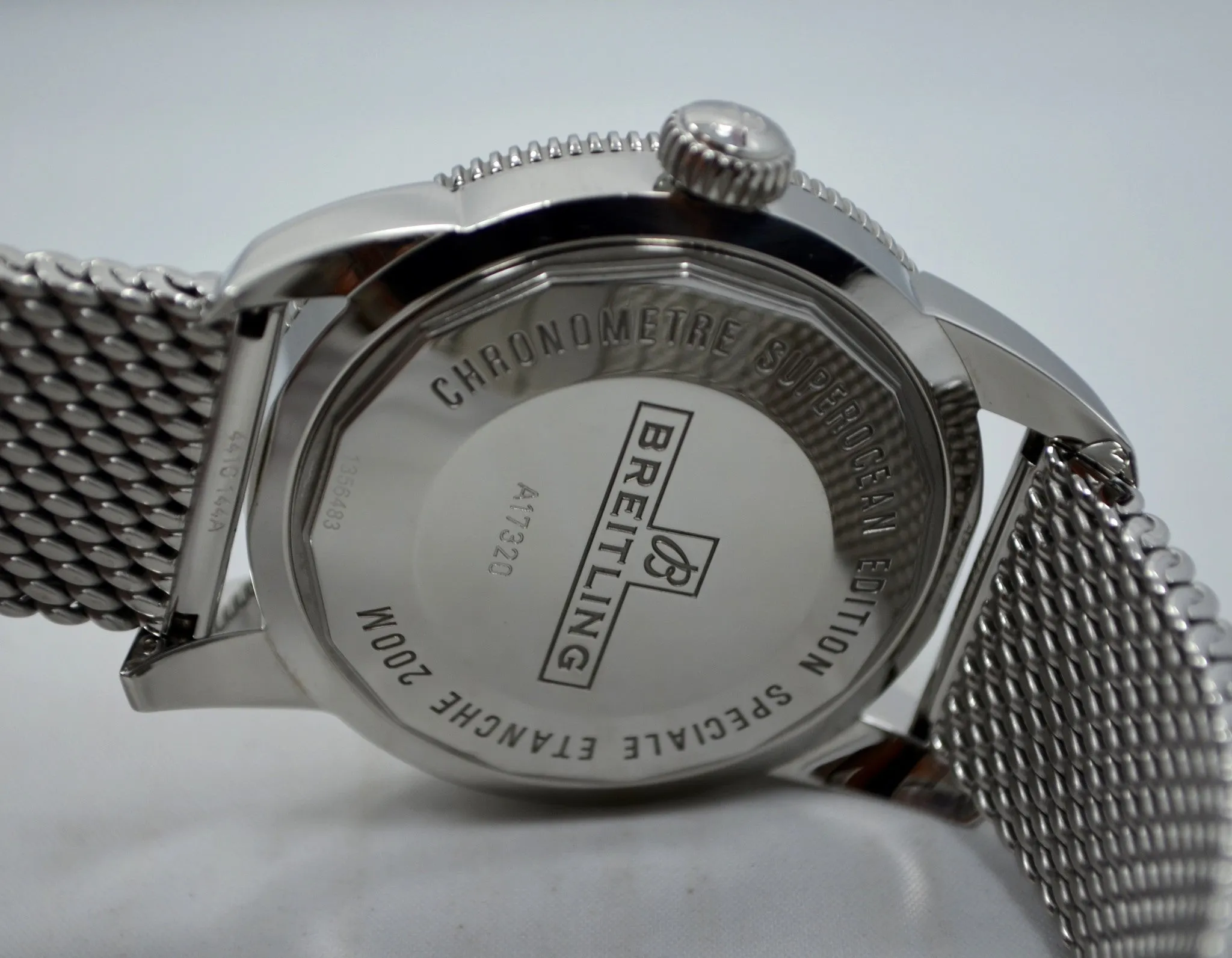 Breitling Super Ocean Heritage 46 Automatic A17320 Steel Mesh Wristwatch