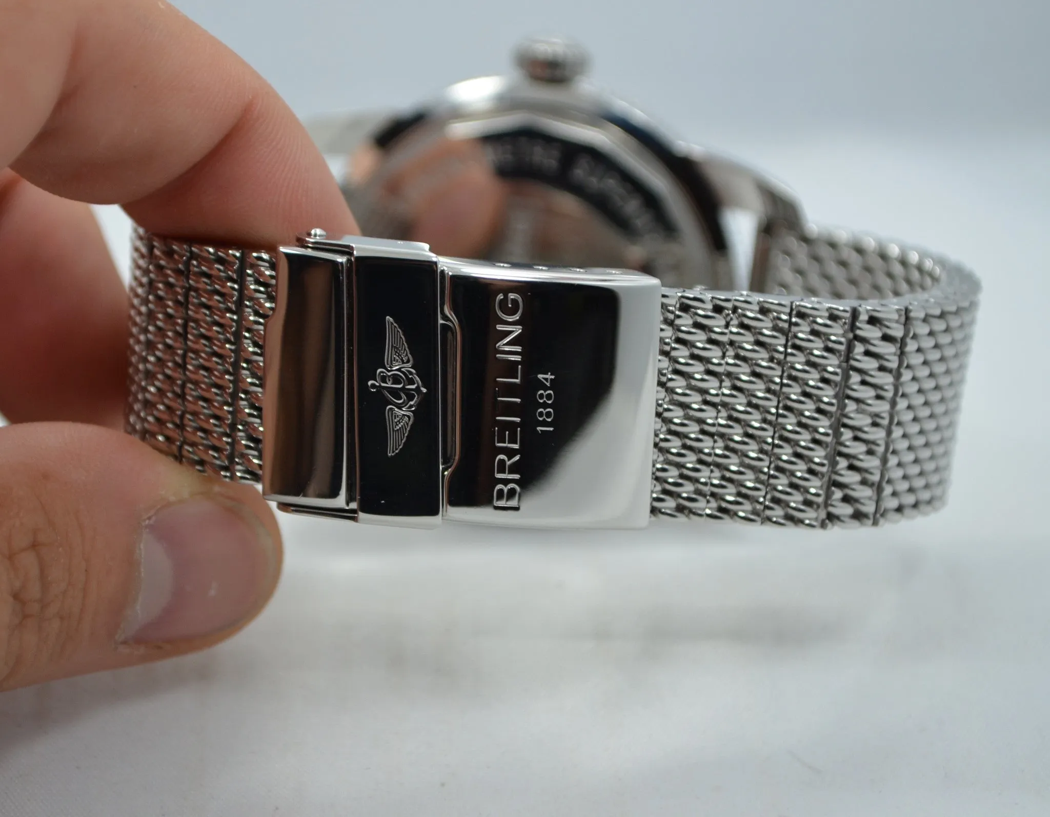 Breitling Super Ocean Heritage 46 Automatic A17320 Steel Mesh Wristwatch