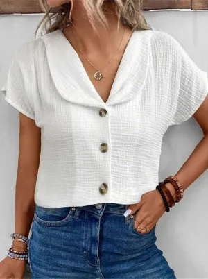 Button-Up Blouse – Soft Cotton – Light & Casual Everyday Look