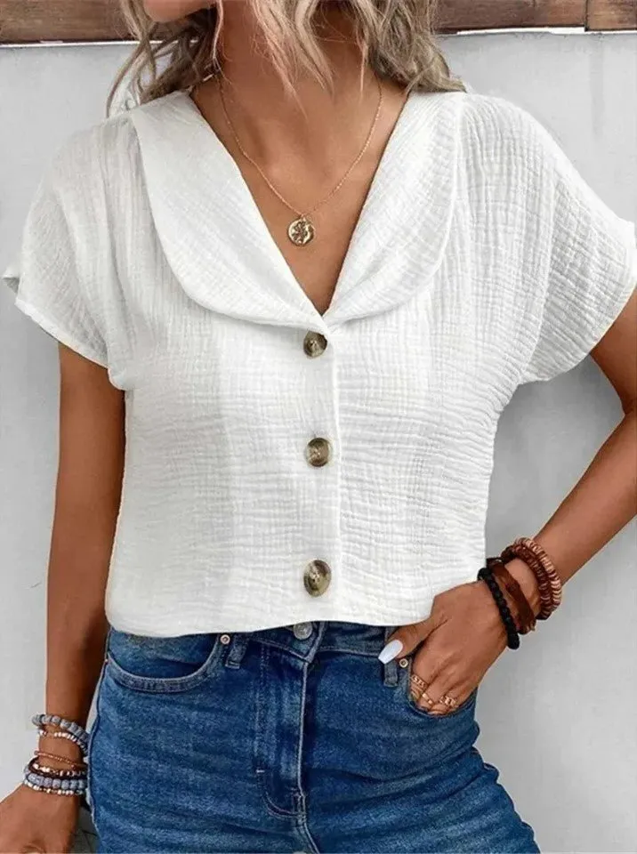 Button-Up Blouse – Soft Cotton – Light & Casual Everyday Look