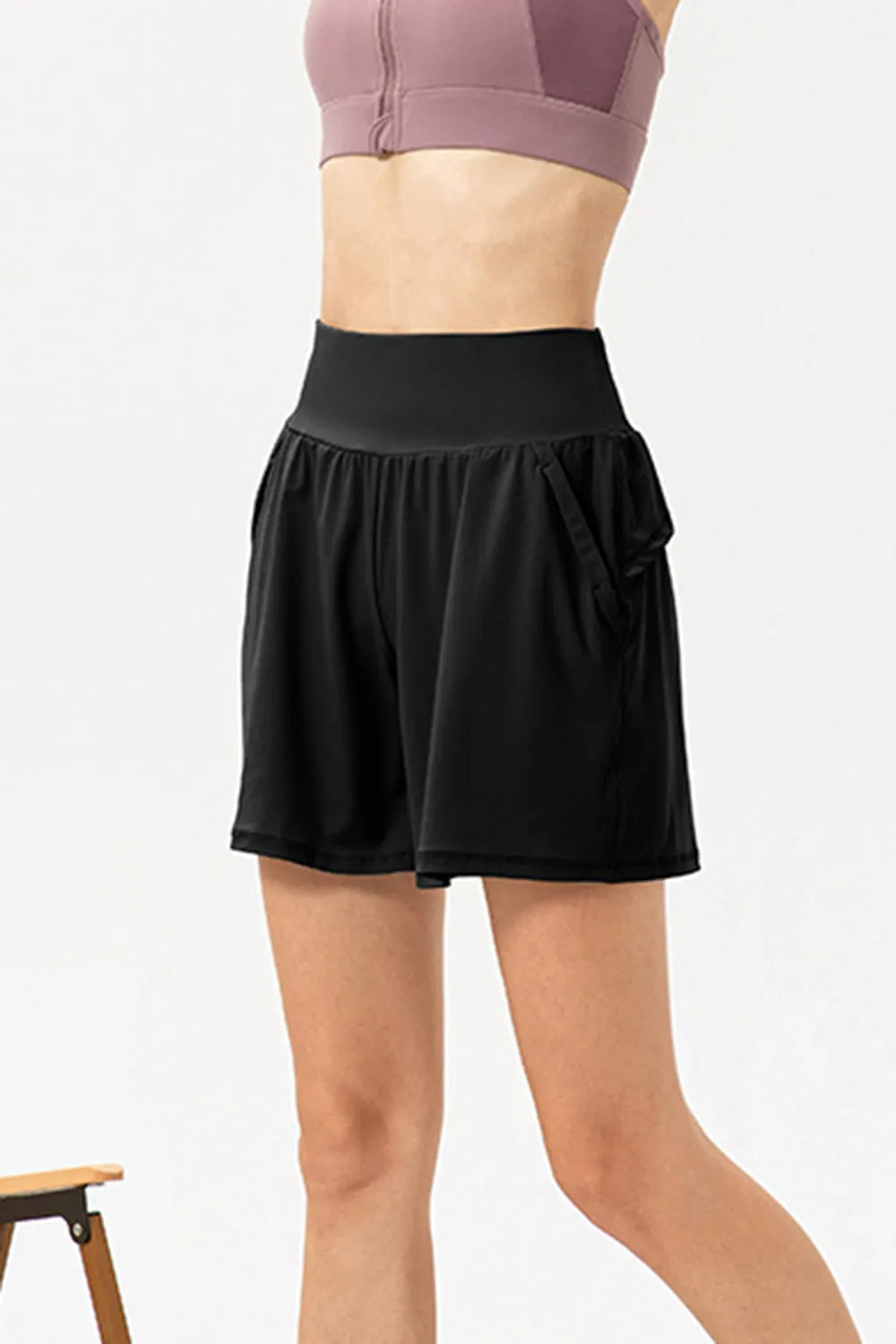 Carol Pocketed Elastic Waist Active Shorts