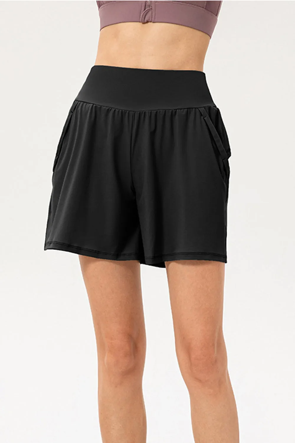Carol Pocketed Elastic Waist Active Shorts
