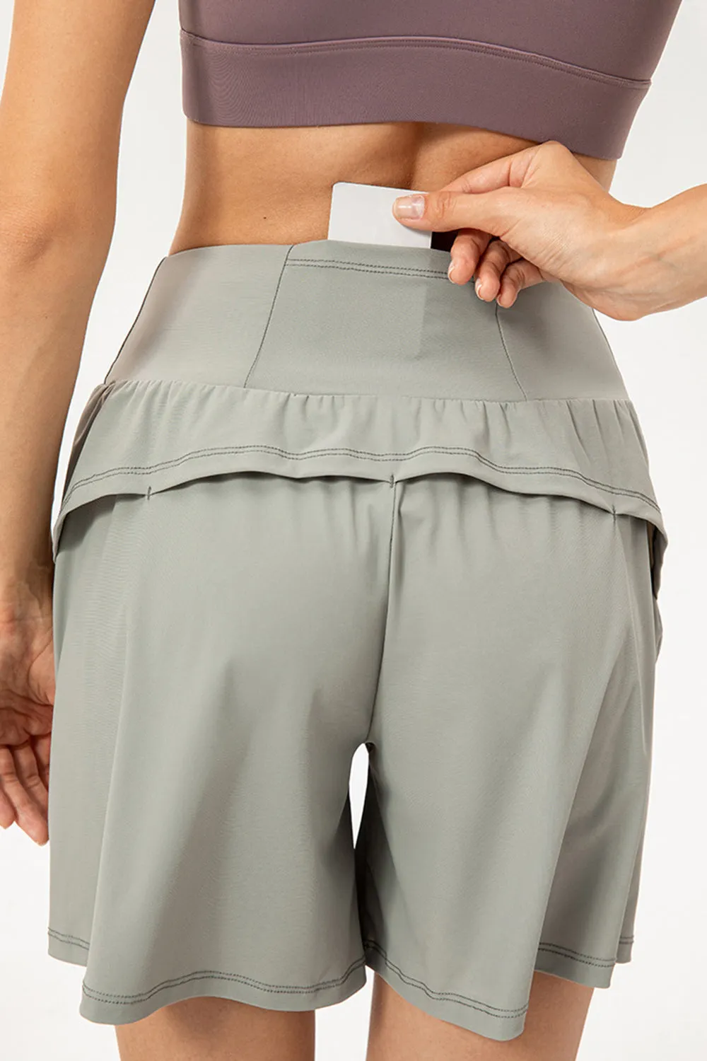 Carol Pocketed Elastic Waist Active Shorts