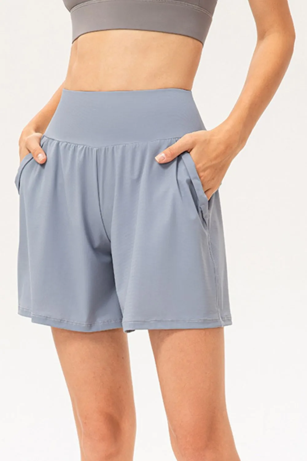 Carol Pocketed Elastic Waist Active Shorts