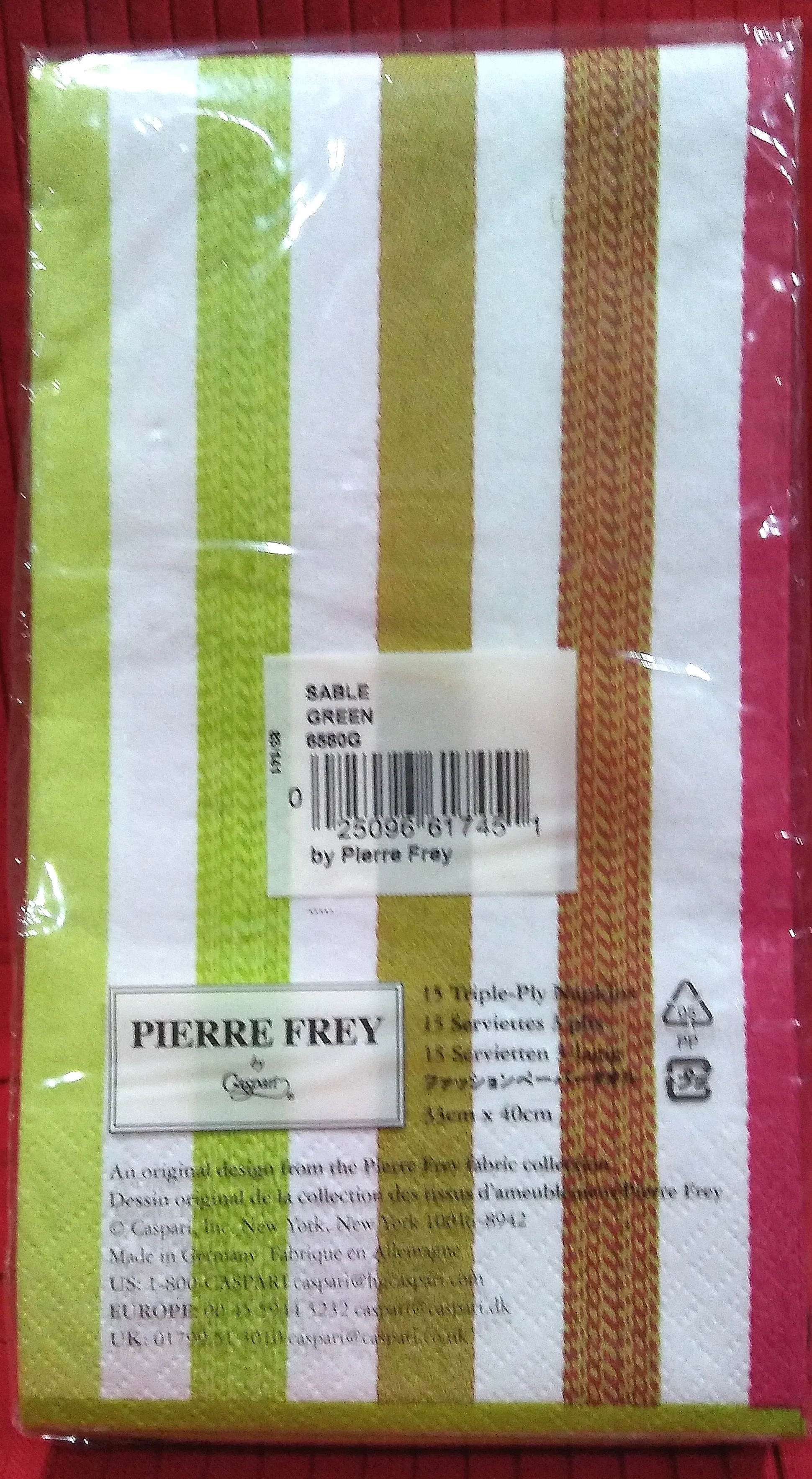 CASPARI SABLE GREEN STRIPED PAPER GUEST TOWELS