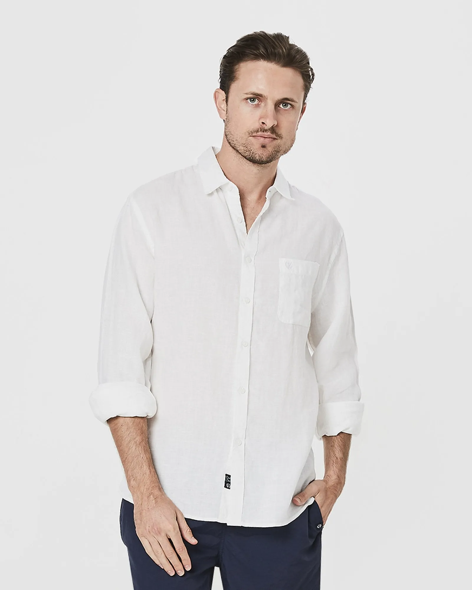 Coast Mens Long Sleeve Linen Shirt - 8 Colours