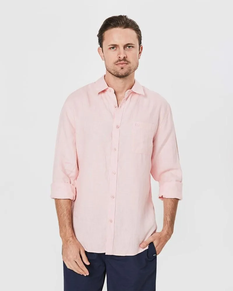 Coast Mens Long Sleeve Linen Shirt - 8 Colours