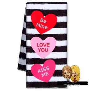 Conversation Hearts Striped Towel
