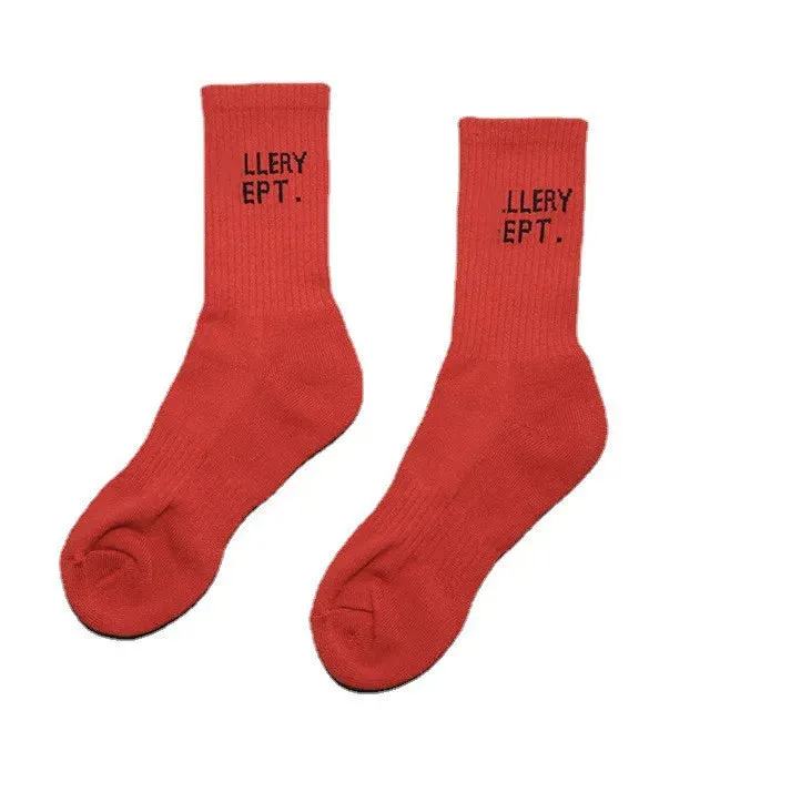 Designer Sock Autumn And Winter Dept Sock Graffiti Letters Street Art Gallerydept Sock Cotton Towel Bottom Harajuku Street Sports Socks Gallary Dept Sock 4099