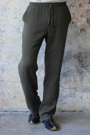 DUNE Men's Organic Gauze Cotton Pants (Army Green, Dusty Mint)