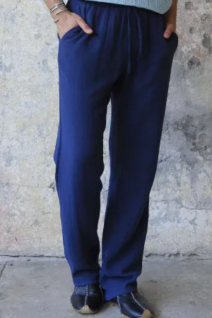 DUNE Men's Organic Gauze Cotton Pants (Dark Blue, Green)