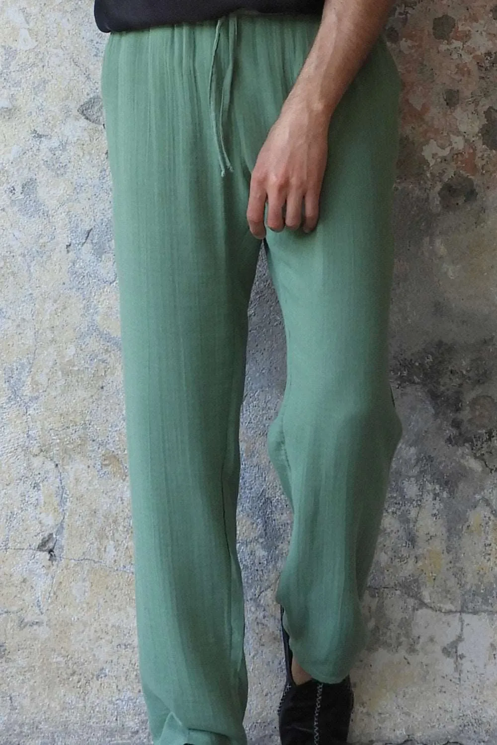DUNE Men's Organic Gauze Cotton Pants (Dark Blue, Green)