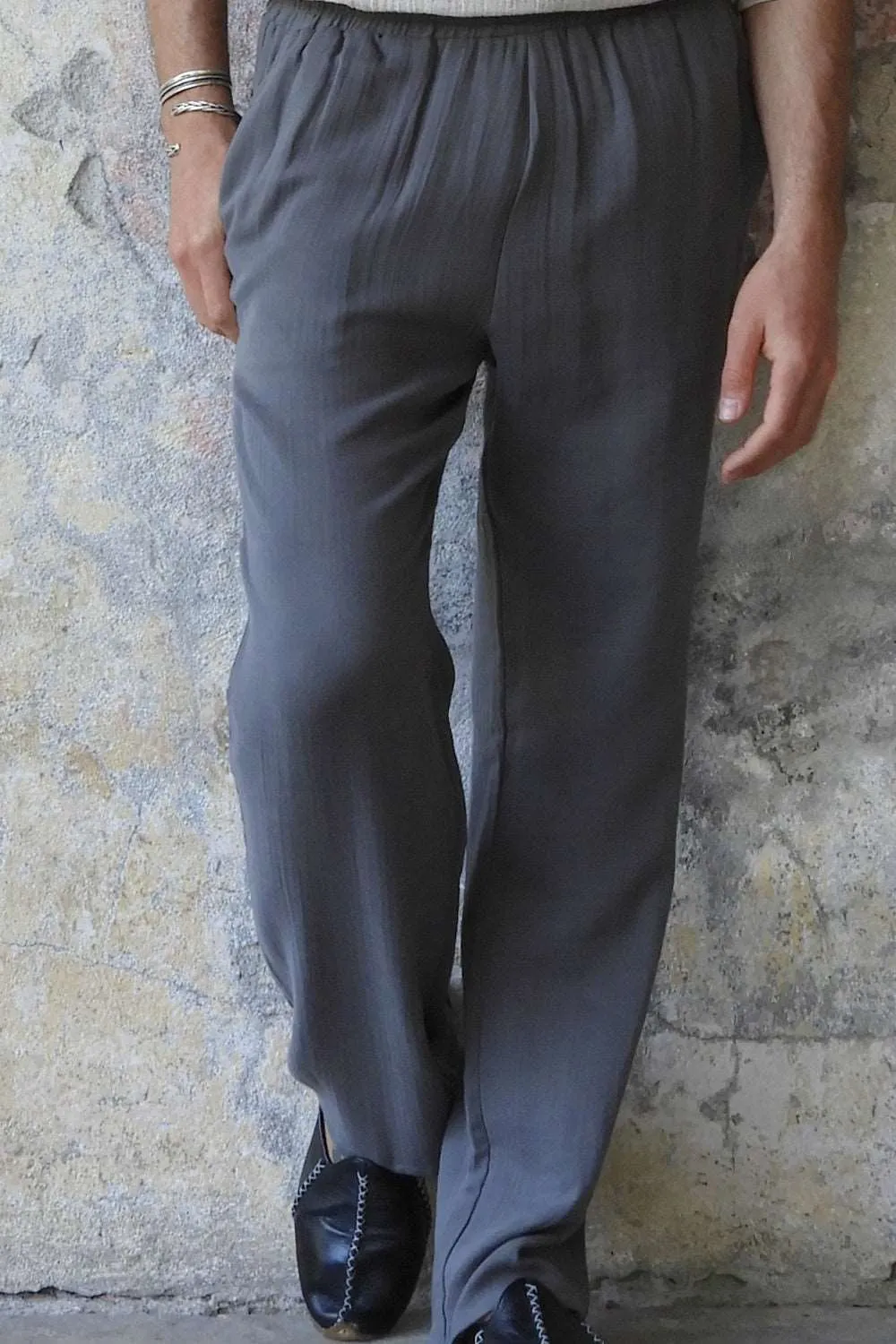 DUNE Men's Organic Gauze Cotton Pants (Dark Gray)