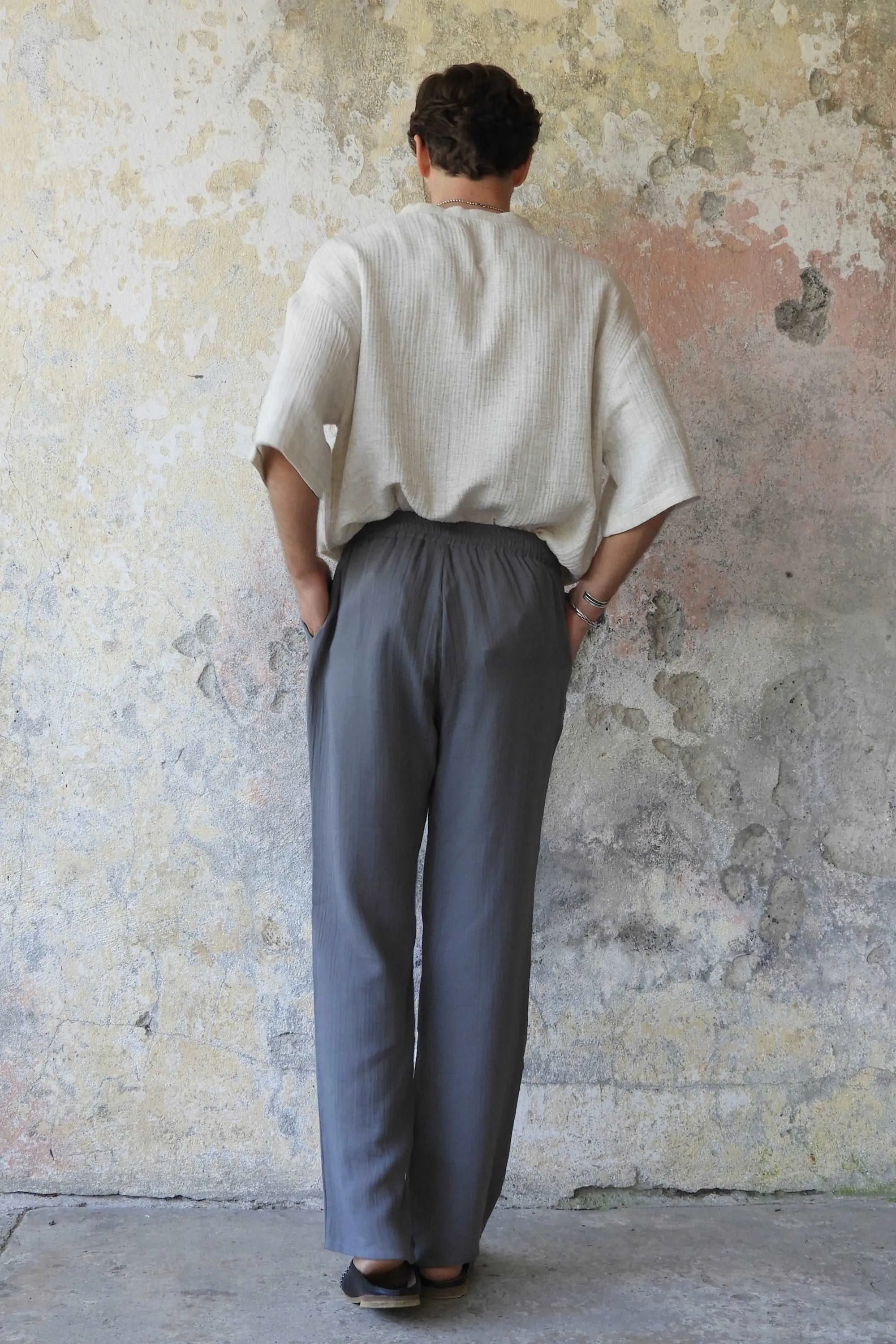 DUNE Men's Organic Gauze Cotton Pants (Dark Gray)